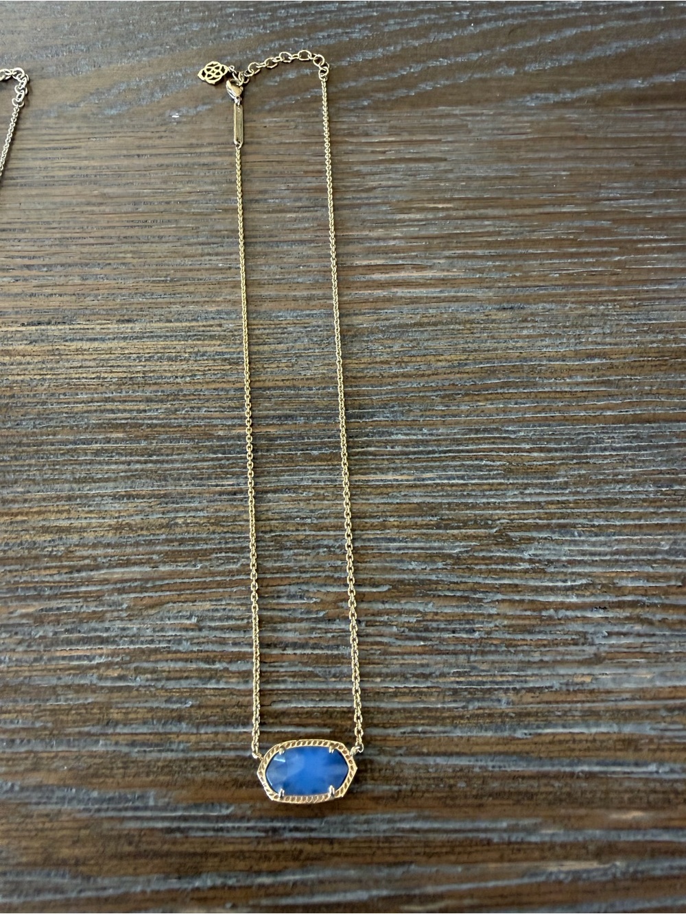 Kendra Scott Gold Necklace with Blue Faceted Pendant